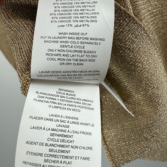 Michael Kors Turtleneck Size Large NWT Gold Semi-Sheer Metallic Stretch Holiday - Picture 14 of 16
